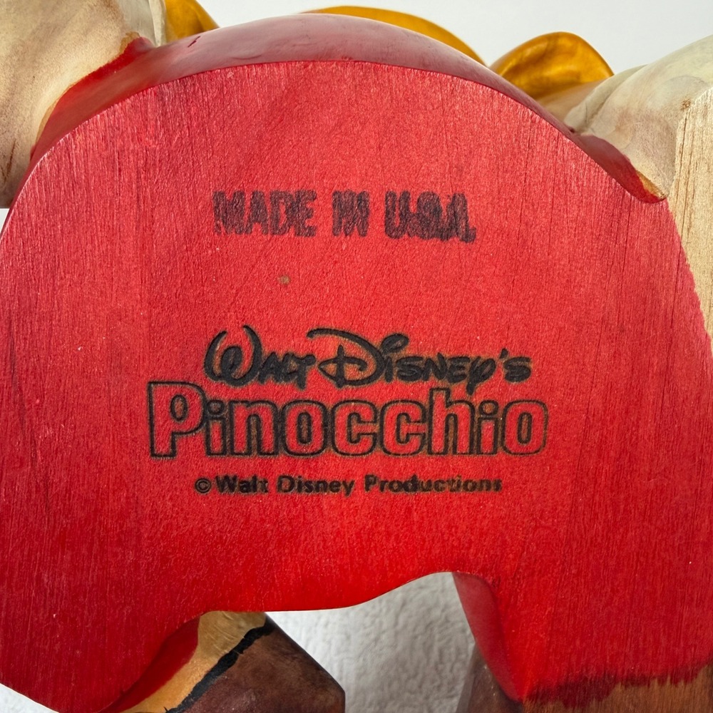 Vintage Walt Disney Productions Pinocchio Figurine Faux Wood Grain 11 Inch USA - Picture 9 of 12